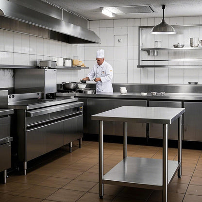 HXCFYP 36 x 24 Inches Stainless Steel Table for Prep & Work with Backsplash and Knife Block for Restaurant, Home and Hotel
