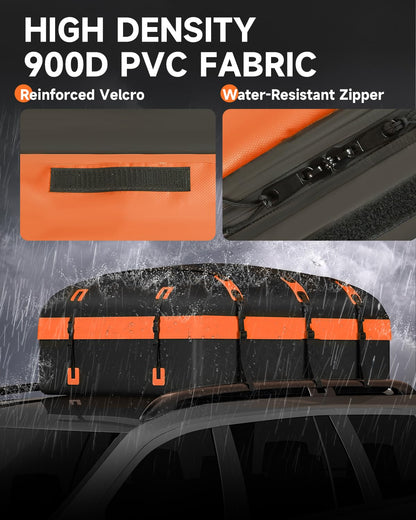 Car Rooftop Cargo Carrier Bag 30 Cubic Feet, Soft-Shell Luggage Cargo Bag Waterproof Bag, Include 2 Reinforced Straps, 6 Door Hooks, Anti-Slip Mat, Luggage Lock