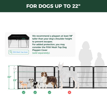 FXW Homeplus Unleashed Indoor Dog Playpen - Stress-Free and Safe Play, Heavy Duty 32 Inch 6 Panels Dog Pen for Small and Medium Dogs, Black│Patented