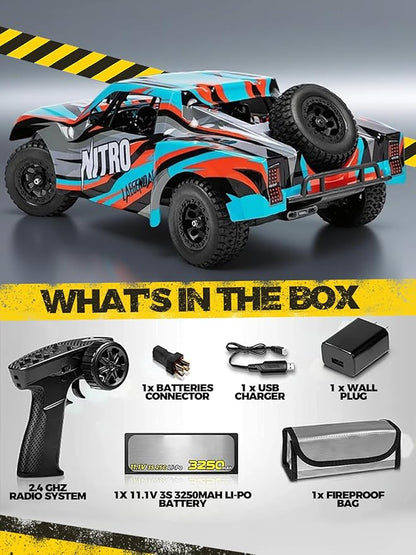 1/8 Scale Brushless RC Cars for AdultsMax 40mph Electric Off-Road Monster TruckWaterproof High Speed RC Car 4WD Remote Control Car with 3S Lipo 30+ Min Play All Terrain