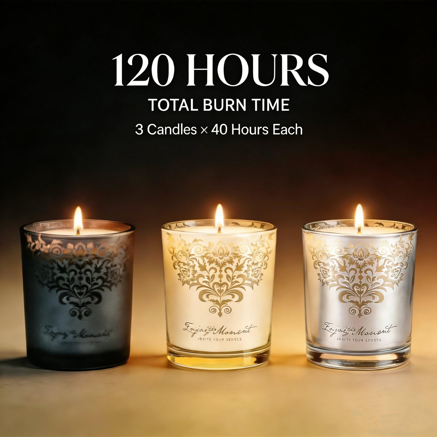 RU HANDMADE Luxury Soy Candle Gift Set for Women – 3 Pack 7oz Crystal Glass Aromatherapy Candles, 120H Total Burn Time, Soy & Beeswax Blend with Wick Trimmer & Snuffer Lid, Spa & Relaxation Scents
