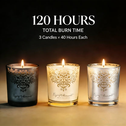 RU HANDMADE Luxury Soy Candle Gift Set for Women – 3 Pack 7oz Crystal Glass Aromatherapy Candles, 120H Total Burn Time, Soy & Beeswax Blend with Wick Trimmer & Snuffer Lid, Spa & Relaxation Scents