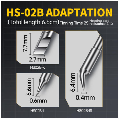 FNIRSI HS-02B 100W Portable Corded Soldering Iron Kit with Storage Case, 2S Fast Heating, 212-842℉, Pre-set 3 Groups Temperature, 3 210 Soldering Tips, Smart Soldering Iron Pen for Electronics Repair