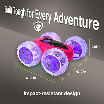 Contixo SC3 RC Stunt Car Pink 2.4GHz 4WD Double-Sided 360° Rotating flip Racer Remote Control Toy Cars with LED Lights for Kids Girls Boys Age 4-12 Birthday Gift