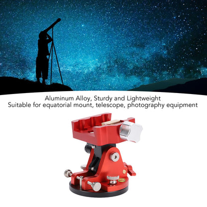 Serounder Telescope Mount, Latitude Adjustment Seat with 1/4", M6, M8 Interfaces, Aluminum Alloy Equatorial Wedge Latitude Base, 33.1LB Load Capacity (Red)