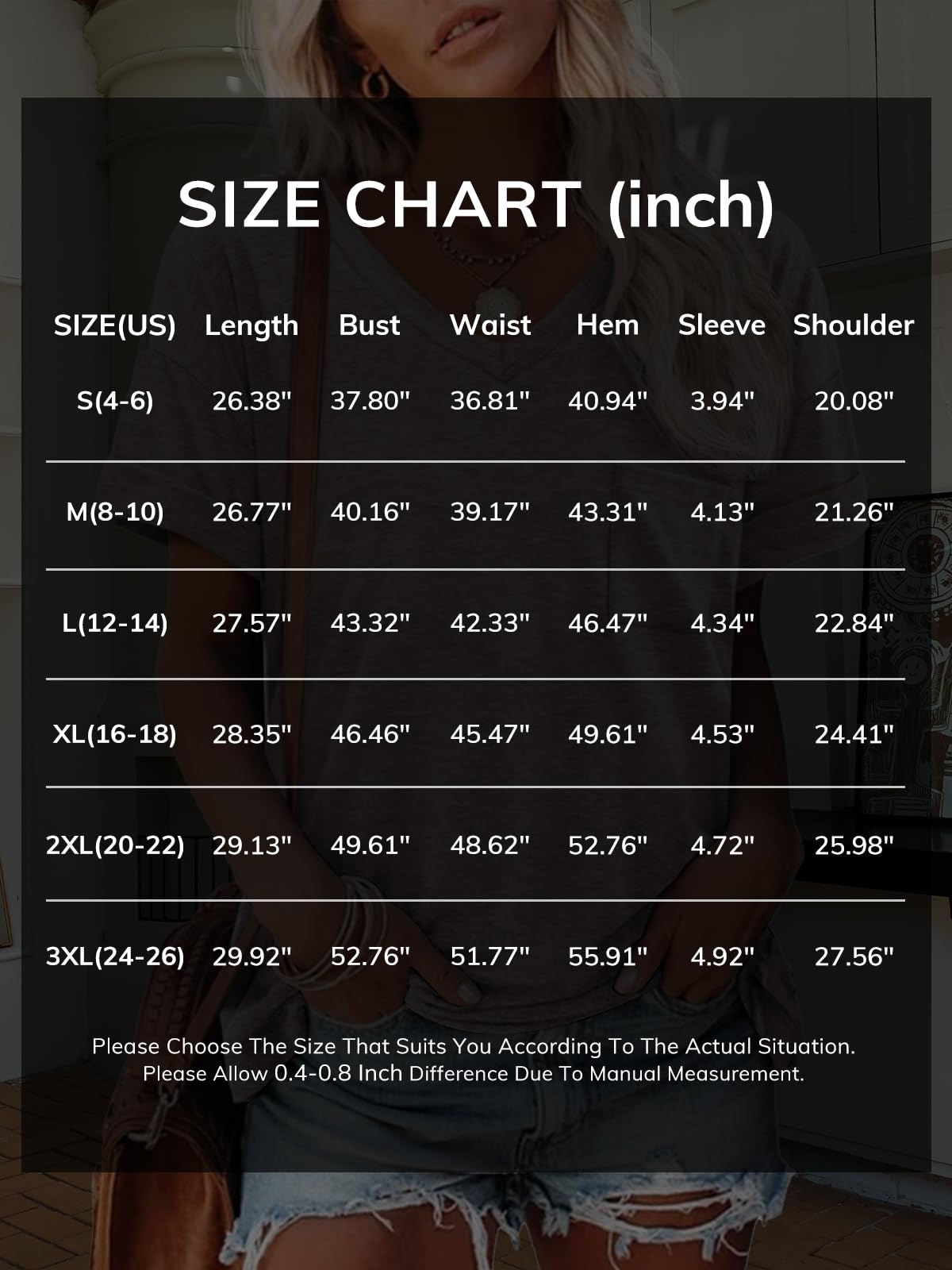 ATHMILE Womens T Shirts 2024 Short Sleeve V-Neck Shirts Cute Fit Summer Casual Tee Tops S-XXL Army Green