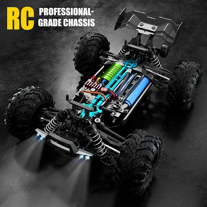 1/16 Brushless Fast RC Car for Adults Top Speed 43mph Electric Off-Road RC Monster Trucks 4X4 Remote Control High Speed RC Car for Hobby Toy Gifts (Blue)