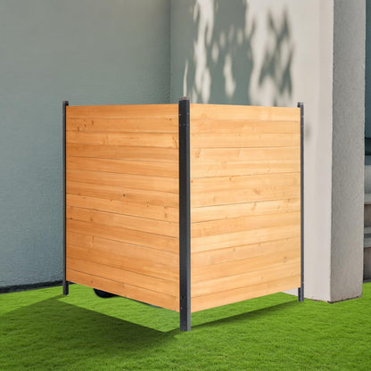 VEVOR Wood Privacy Fence, 38" W x 42" L, 2 Panel Solid Air Conditioner Fence Screen, Pool Equipment Enclosure with Metal Stakes, Easy DIY Installation, Outdoor Trash Can Hider for Garden Decoration