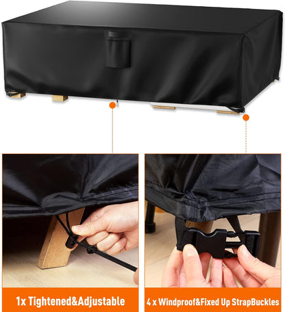 Ruimoy Outdoor Furniture Covers - Waterproof Heavy Duty 600D Protection for Tables & Chairs | 102" L x 74" W x 27.5" H