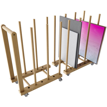 UNZERO Art Storage Rack Transport Cart with Dowels - Art Drying Rack with Wheels, Handle, and Adjustable Dividers