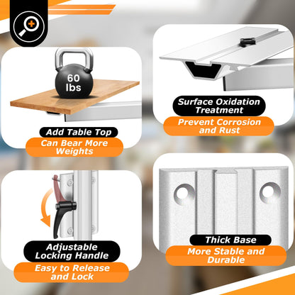 Virego RV Adjustable Table Leg, 360 Degree Rotation Aluminum Alloy Removable RV Table Leg, Height Adjustable RV Table Leg Bracket for Caravan Motorhome Yachts, Easy to Install