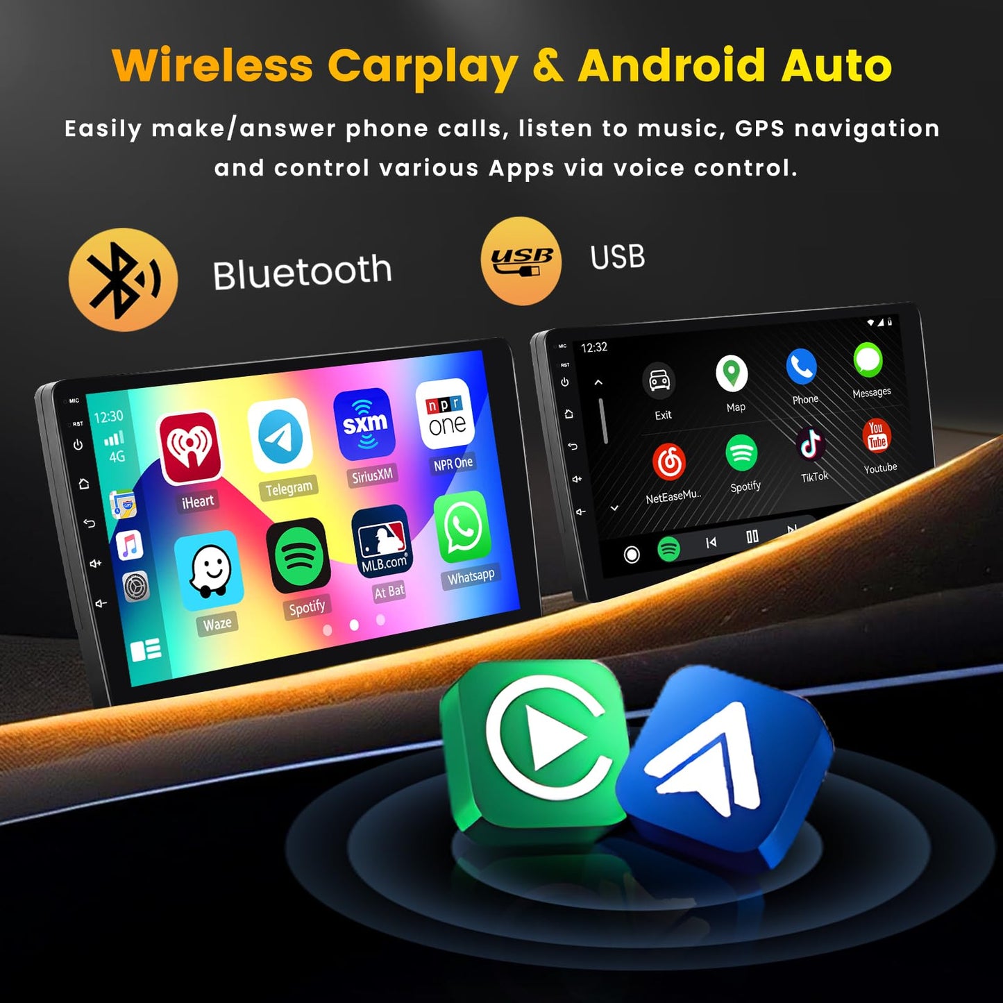 [4 Core 64G] for Jeep Compass Patriot 2010-2016 Android 15 Car Stereo, 10.1" Touchscreen Compass Patriot Car Radio Wireless Carplay Android Auto Mirror Link GPS WiFi Bluetooth FM/EQ SWC Backup Cam Mic
