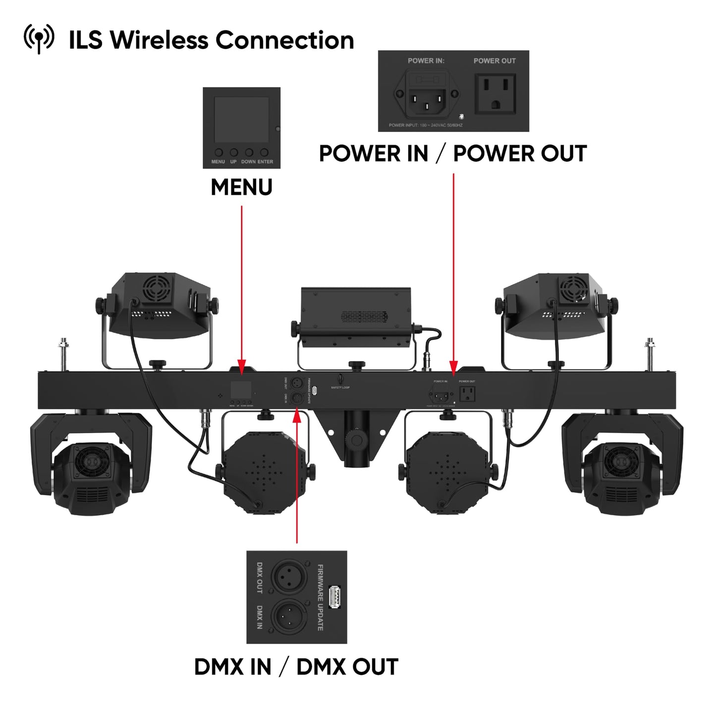 CHAUVET DJ – GigBAR Move + ILS 5-In-1 Lighting System | Moving Heads, Derbies, Washes, Laser & Strobe on One Bar | ILS Compatible | RF Remote, Tripod & Carry Bags Included