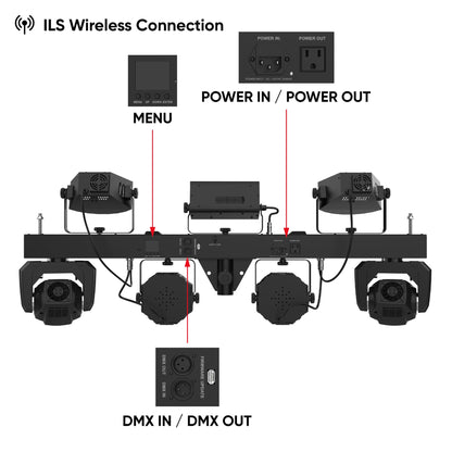 CHAUVET DJ – GigBAR Move + ILS 5-In-1 Lighting System | Moving Heads, Derbies, Washes, Laser & Strobe on One Bar | ILS Compatible | RF Remote, Tripod & Carry Bags Included