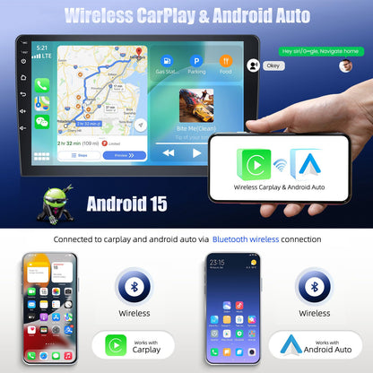 4 Core 2+64G Android 15 Car Stereo for Jeep Compass 2017-2020 with Wireless CarPlay&Android Auto,10.1" Touchscreen GPS Radio with 5G WiFi,Bluetooth,FM RDS,EQ,SWC and Backup Camera