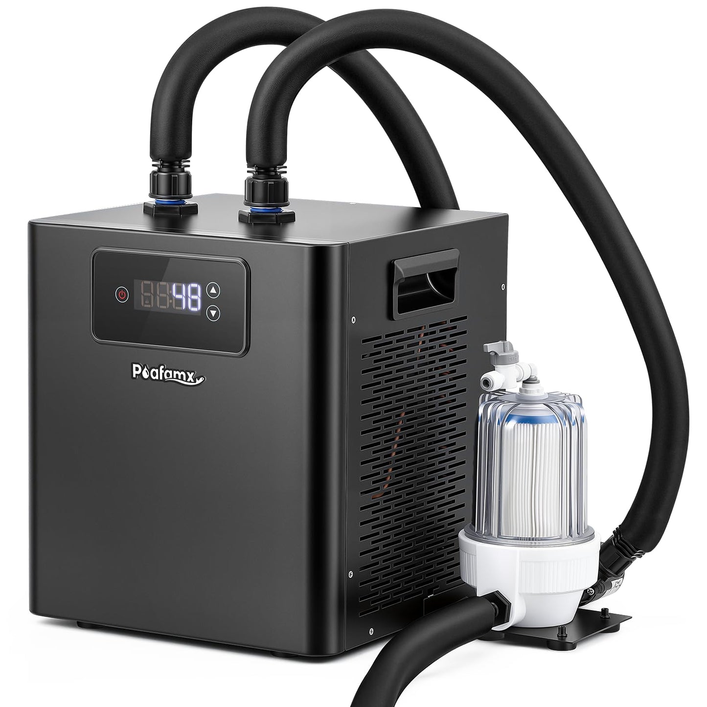 Poafamx Water Chiller for Ice Bath, 1/3 HP Cold Plunge Chiller with External Filter & Water Pump, Insulated Hoses, Quiet Cold Therapy Cooler for Ice Bath Tub, Athletes Recovery, Home Gym 110V