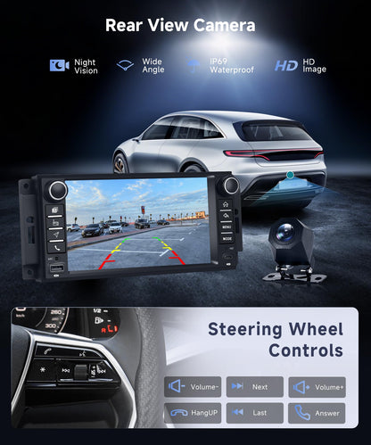 Orderich 4G+128G Android Car Stereo for Jeep Wrangler 2007-2018 & Jeep Compass 2011-2015 with Wireless CarPlay Android Auto, 7 Inch Car Radio GPS Navigation WiFi SWC Bluetooth FM with Backup Camera