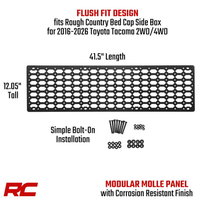 Rough Country Internal Molle Panel Kit for Toyota Tacoma (2016-2026) RC Bed Cap Side Box - Modular Gear Mount Organizer