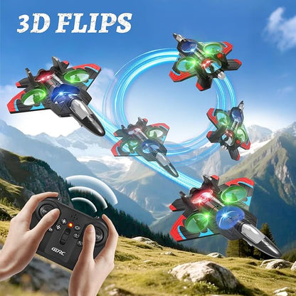 Foam Remote Control Airplanes RC Planes for Kids Adults RC Airplane Fighter Jet with Light 360° Flip Fighter Jet Toys Stunt Roll Airplane Toy Gifts for Kids Boys