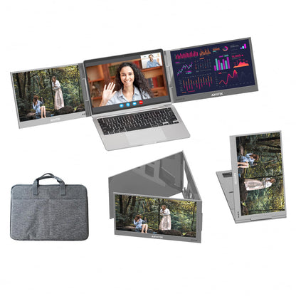 Arvitek 15.6 Inch Triple Monitor for Laptop, 1080P USB-C Portable Screen Extender w/Adjustable Stand for 11"-16" Laptop(Mac, Windows, Android)