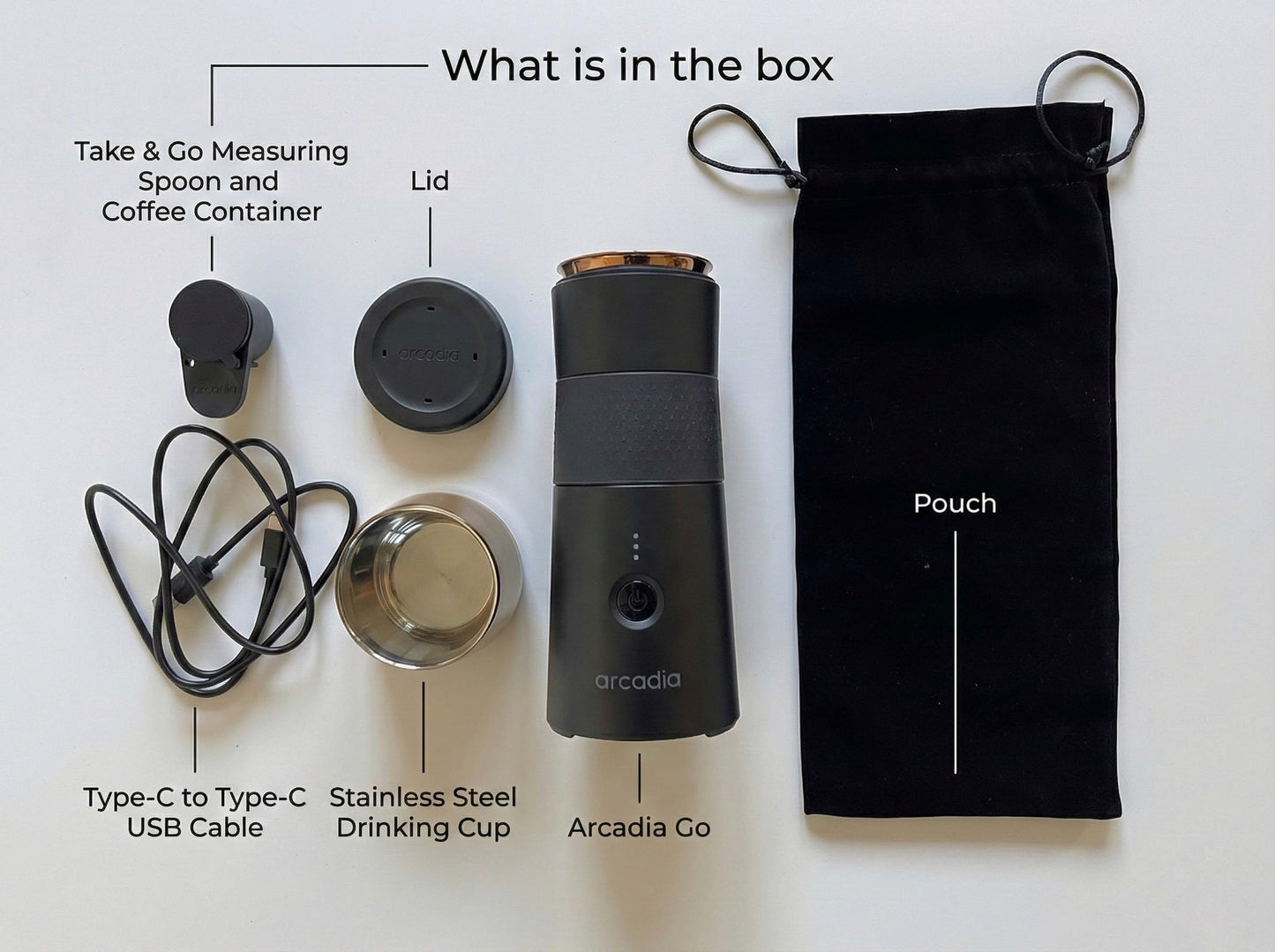 Arcadia Go Rechargeable Portable Turkish Coffee Maker – USB-C Powered, Compact & Cordless, Ideal for Outdoors, Travel, Camping, Office & Home Brewing (Night Black)