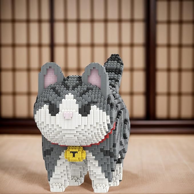 Gray Cat Micro Mini Building Block Sets for Adults No Compatible with Lego 6470PCS Pet Building Toys for Home &amp Office Decor MOC 3D Creative Model Gifts for Christmas