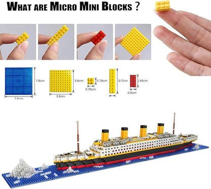 Titanic Ship Model Building Blocks Set – 1860pcs Micro Mini Blocks for Ages 14+ Advanced DIY Display Model for Adults &amp Teens