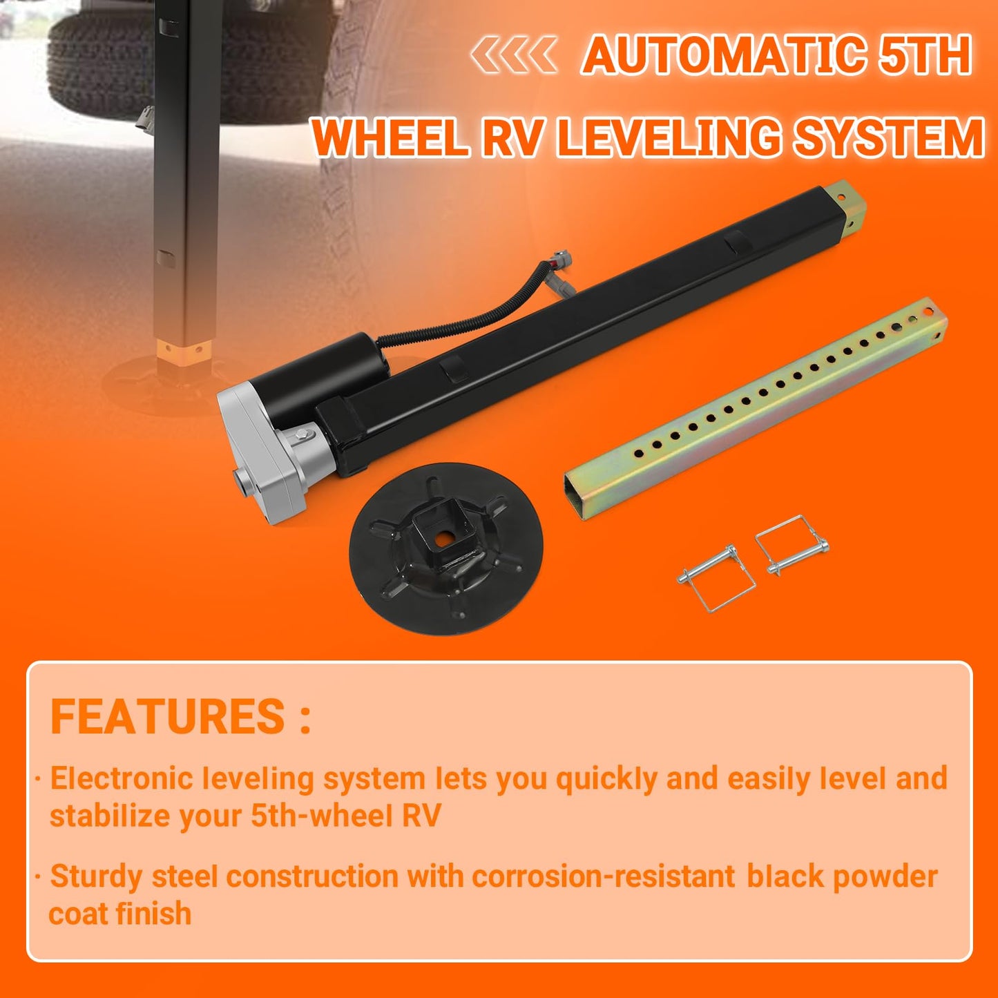5th Wheel RV Front Jack Compatible with Lippert Ground Control 3.0 Automatic 5th Wheel RV Leveling System, Front Hall Effect Jack for Right or Left Leg, 5,000-lb. Load Capacity 305340