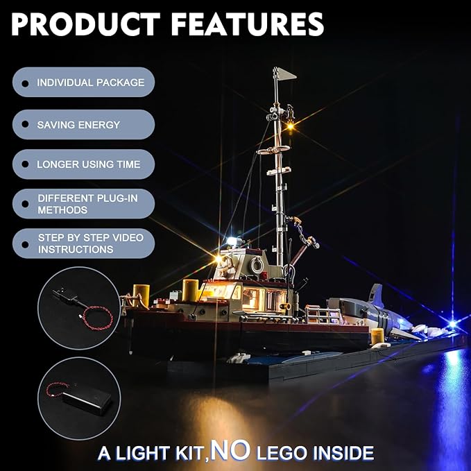 BrickBling LED Light Kit Compatible with Lego Jaws Creative Lighting Compatible with Lego 21350-No Bricks (Classic Version Light)