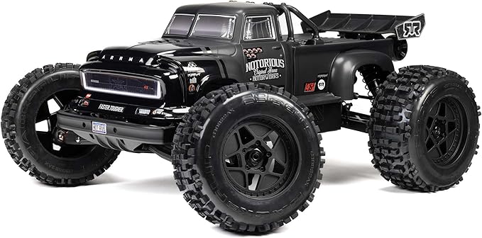 ARRMA RC Truck 1/8 Notorious 4X4 6S BLX BRUSHLESS V6 Stunt Truck RTR (Battery and Charger Not Included) (Black) ARA8611V6T1