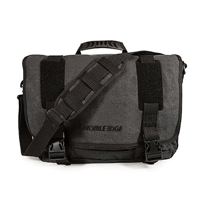 Mobile Edge ECO Laptop Messenger Bag for Men and Women, Fits Up To 17.3 Inch Laptops, Travel Work Computer Bag, Cotton Canvas, Padded Pockets, Black