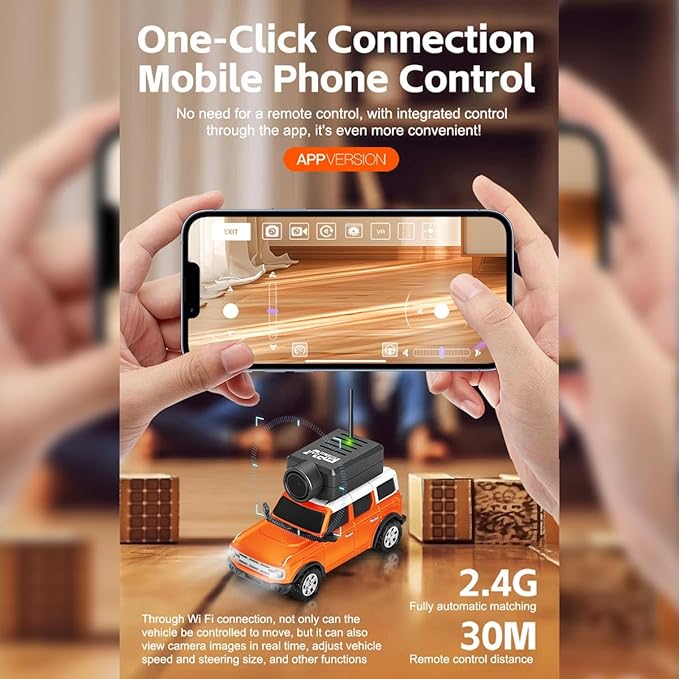 WL 1/64 Mini RC Car Full Proportional FPV RC Car with APP Auto-Pairing WiFi Module Control Camera Mini Racing Toys for Adults(RTR Version)