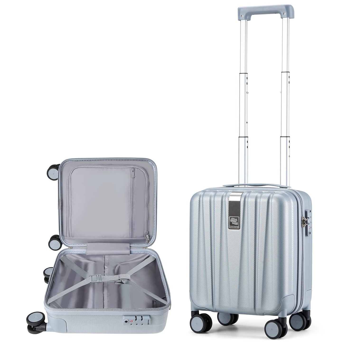 Hanke 14 Inch Underseat Carry On Luggage with Wheels Hard Shell Suitcases Carry On Bag Lightweight Small Mini Suitcase Travel Luggage for Travel（Gray）