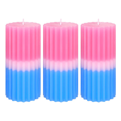 Ribbed Pillar Candles Set of 3 Width 3" High 6" 100% Cotton Core Paraffin Wax Floral & Fruity Scented Candles for Bathroom Living Room Home Decor, 70H+ Long Burning Time|1PC Aromatherapy Candle
