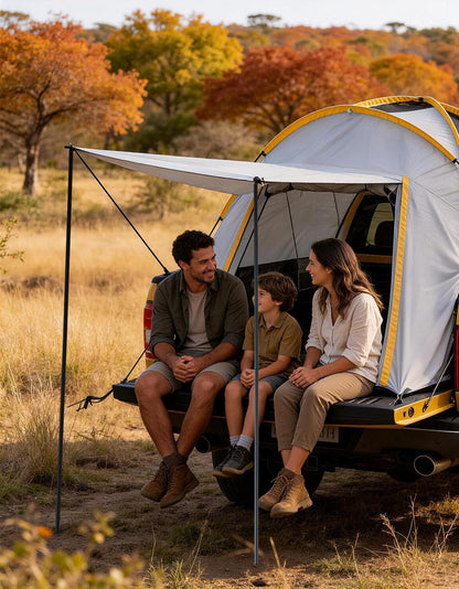 Truck Bed Tent with Awning Pickup Truck Tent for 8.2 ft Bed Waterproof PU3000 Oxford Camping Tent Portable Truck Camper for Chevy Silverado Ram GMC
