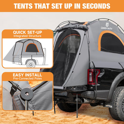 Truck Bed Tent 5.5' ~ 5.8', Upgrade Quick Setup Truck Tent for Camping, 3000mm Waterproof Pickup Truck Tent for 2 Person, Ford, GMC, Toyota, Chevy, Dodge, Nissan