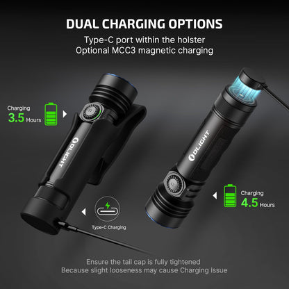 OLIGHT Seeker 4 Pro Rechargeable Flashlights, 4600 Lumens High Powerful Bright Light with USB C Holster, Waterproof IPX8 for Emergencies, Camping, Searching (Matte Black Cool White)
