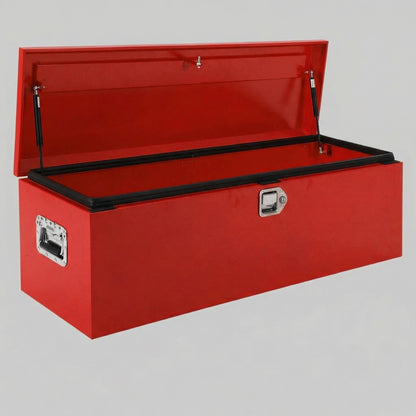 GOCAPTAIN Heavy Duty Steel Metal Tool Box 48" for Truck Bed, Locking Plate Crossbed Storage Chest with Gas-Strut Assisted Lid, Weather-Resistant Truck Bed Tool Box for Pickup, Trailer, RV