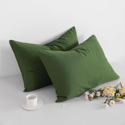 FLXXIE King Pillow Cases - Soft Microfiber Covers, Wrinkle & Stain Resistant, 20x36, Olive Green