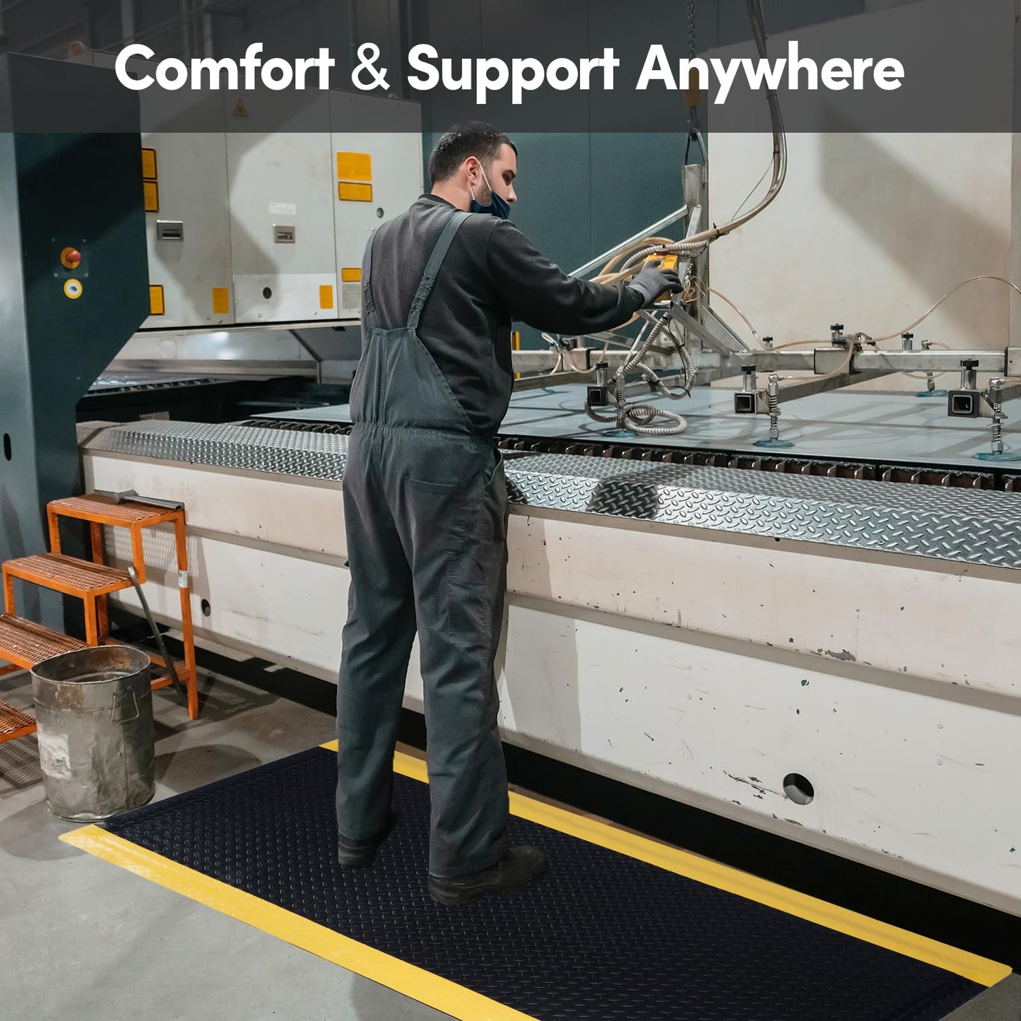 ISXACFF Anti Fatigue Mats Industrial 3' x 7' 15/16" Thick Ergonomic Standing Mat Commercial Kitchen Mat Heavy Duty Diamond Plate Shop Floor Mat Helps Relieve Back and Leg Soreness