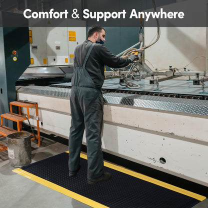 ISXACFF Anti Fatigue Mats Industrial 3' x 7' 15/16" Thick Ergonomic Standing Mat Commercial Kitchen Mat Heavy Duty Diamond Plate Shop Floor Mat Helps Relieve Back and Leg Soreness