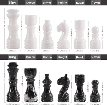 Marble Chess Set for Adults with Complementary Storage Box 15 Black &amp White Handmade Board Games for Adults Premium Chess Set Board Game with Extra Queens