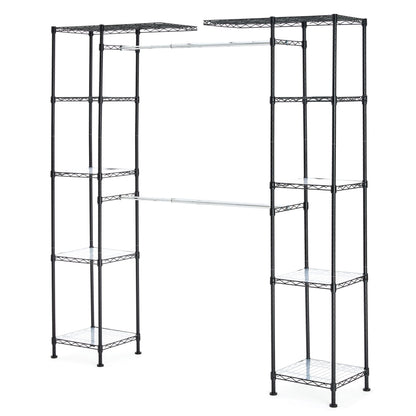 Amazon Basics Expandable Metal Hanging Closet Organizer System with Storage Shelves, Adjustable, Easy to Assemble, 57-80"L x 14"W x 72"H, Black