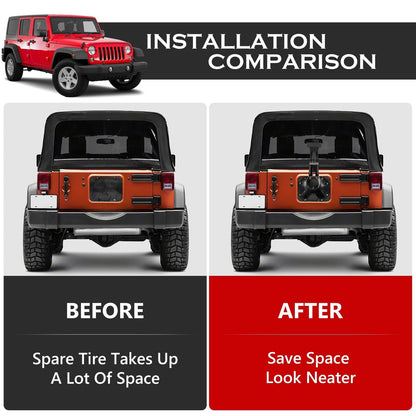 DKMGHT Spare Tire Holder Mounting Bracket Tire Carrier for Jeep Wrangler JK 07-18 with 3rd Third Brake Light Accessories 55397217AJ 68048581AA Aluminum Alloy Bracket (Smoke Lens)