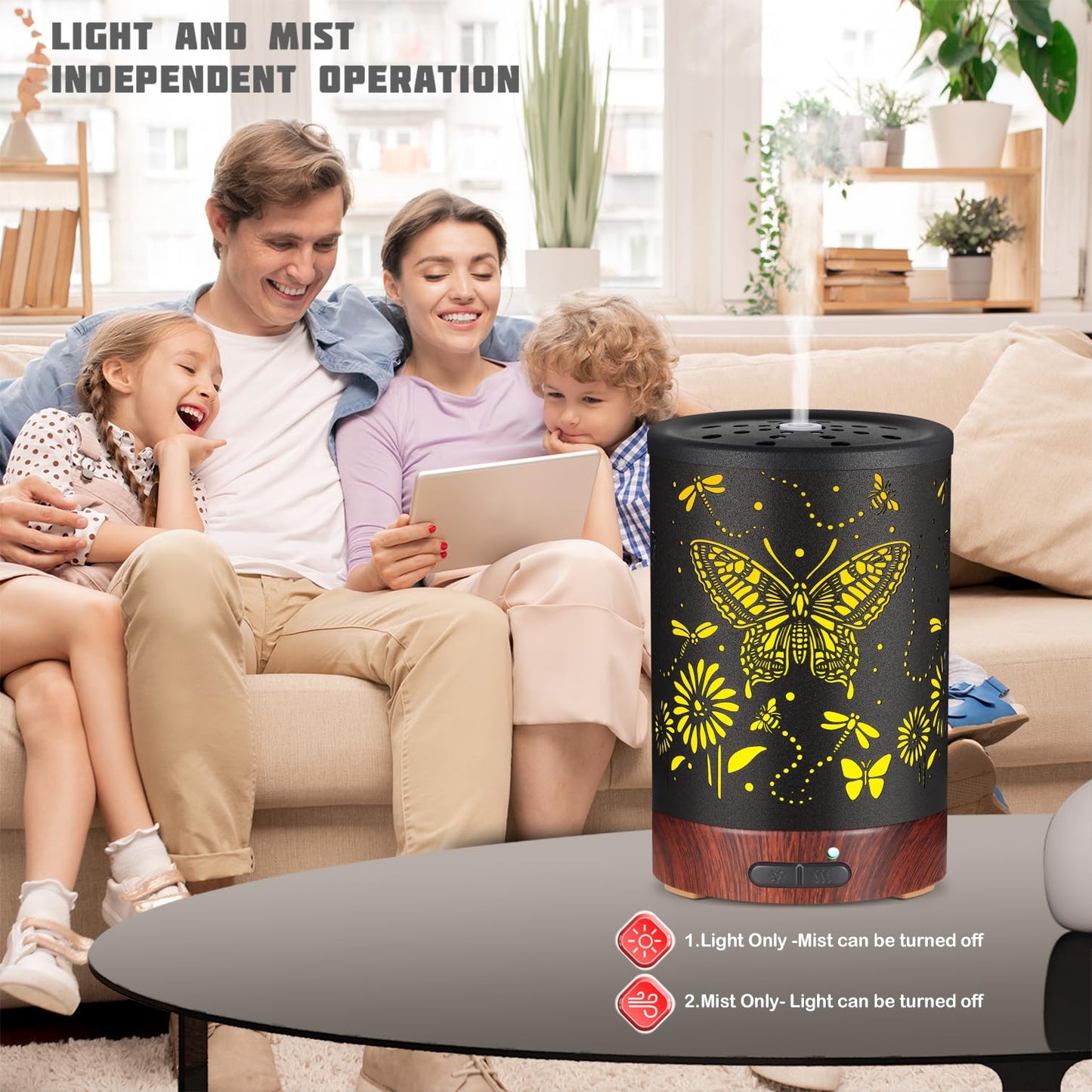 Essential Oils Diffuser,Aromatherapy Diffuser,Birthday for Women Mom Grandma,Metal Cool Mist Humidifier with 7 Colors Lights Waterless Auto Off Air Diffusers (Dragonfly)