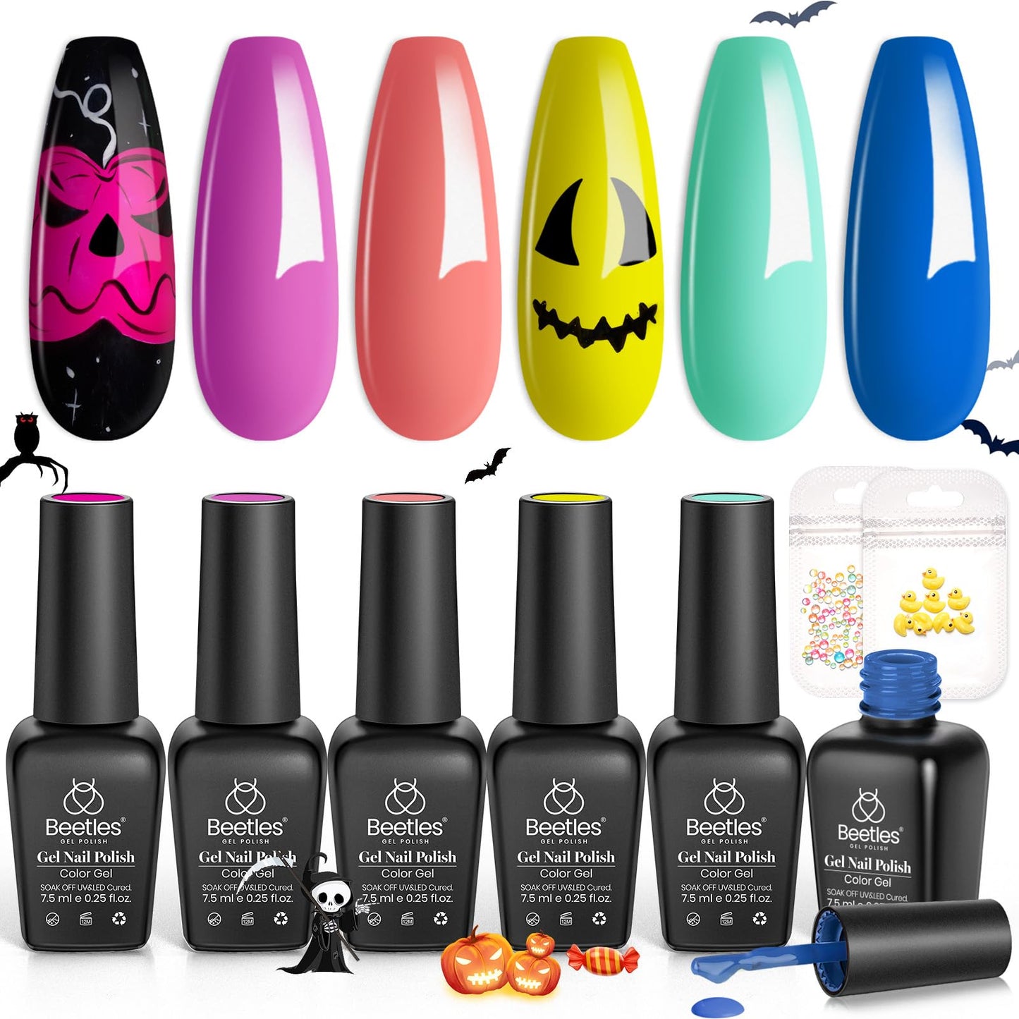 Beetles Jelly Gel Nail Polish Set, 6 Colors Milky White Nude Pink Brown Sheer Gel Polish Kit Nail Concealer Translucent Effect Soak Off Uv French Nail Art Gift for Women Ultimate Monochrome Collection
