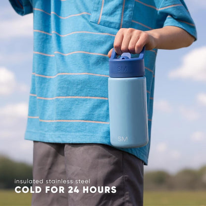 Simple Modern Kids Summit Water Bottle with Straw Lid | 14oz Stainless Steel Cup Insulated Tumbler for Toddlers, School | Rainbow Spark