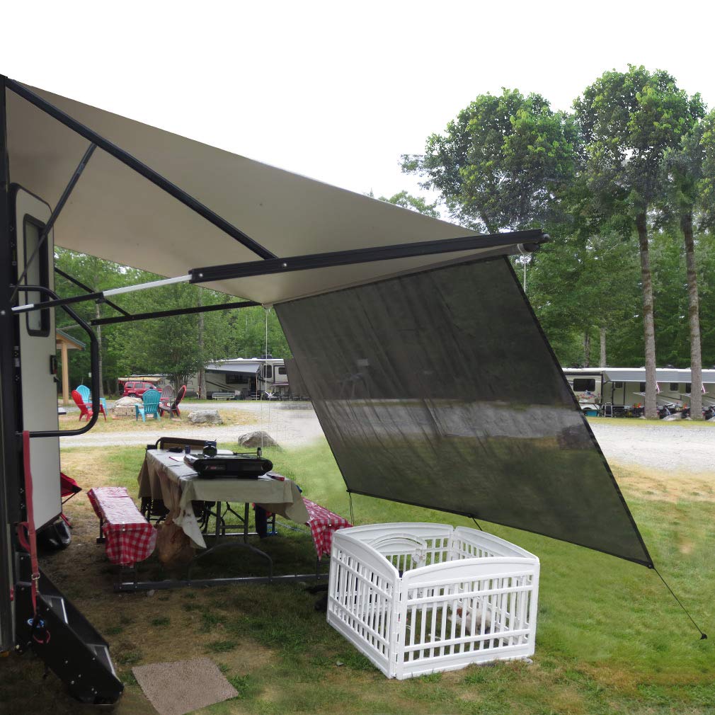 Leaveshade RV Awning Sunshade Screen 10' X 14' 3'' (Fit for 15' Awning) Mesh Sun Shade Screen Motorhome Camping Trailer Shadescreen Sunscreen UV Sunblocker - 3 Year Warranty (Black)