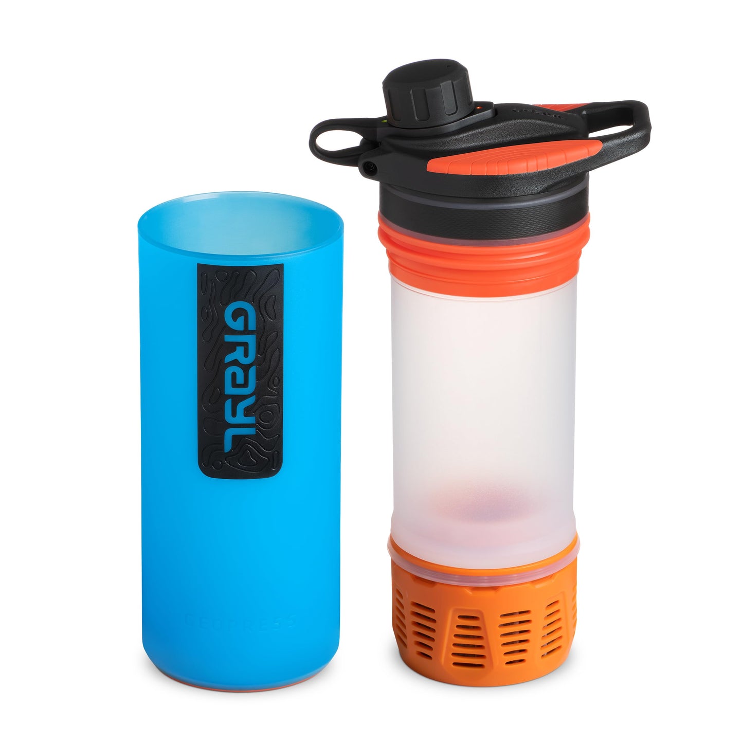GRAYL GeoPress 24 oz Water Purifier Bottle - Filter for Hiking, Camping, Survival, Travel (Bali Blue)