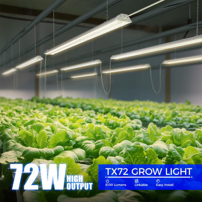 Barrina TX72 Grow Light, Full Spectrum, 288W, 4FT, 4 Pack, 3000k+6500k+660nm, with Mechanical Timer, Linkable for